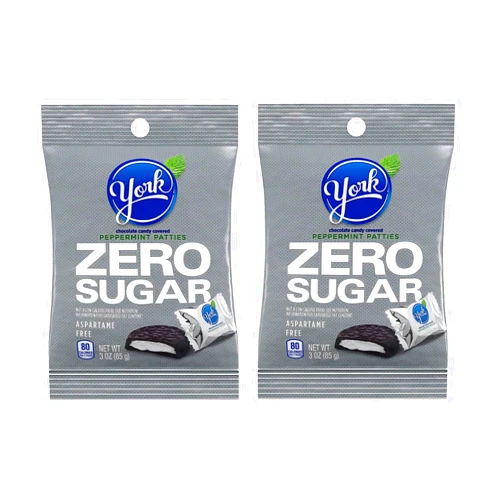 Smiling Sweets York Peppermint Patties Dark Chocolate Zero Sugar, Great for Stocking Stuffers and Around the Holidays, Enjoy Anytime and Anywhere, Perfect for Stocking Stuffers - 3 oz Bags (Pack of 2)