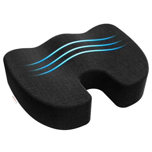 Bomdaia Cushion Pad Pillow for Office Chair, Desk Chair Car Seat Cushion Sciatica, Memory Foam Coccyx Seat Cushion for Back & Tailbone Pain Relief (Black)