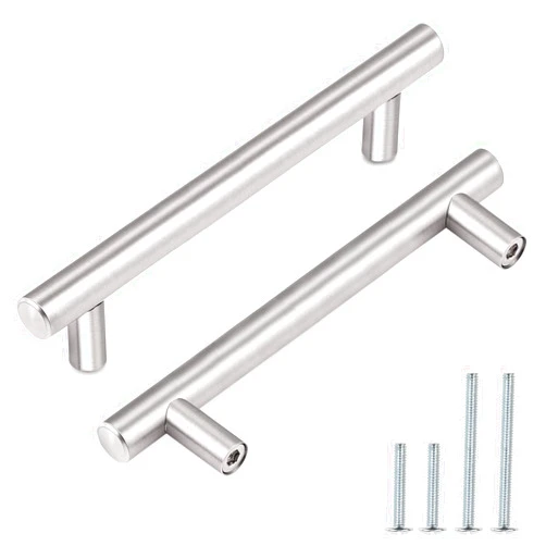 Probrico 5 Pack|4 Inch Hole Centers T Bar Cabinet Handles Drawer Pulls,Satin Nickel Cabinet Pulls Stainless Steel, Kitchen Cabinet Hardware for Cupboard Wardrobe Drawer Closet Nightstand