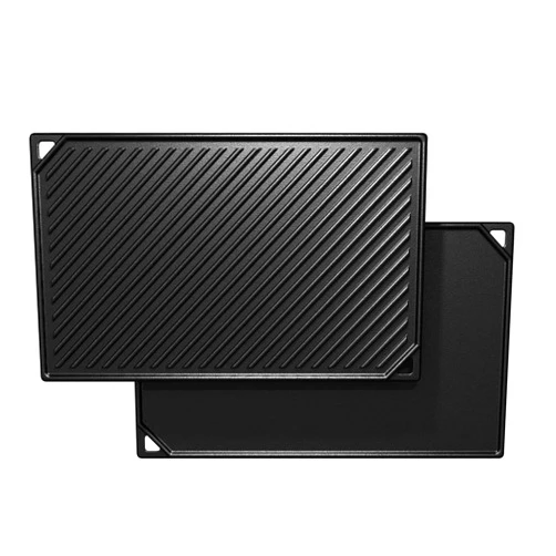 Hisencn Cast Iron Griddle, Nonstick Reversible Griddle for Gas Grill, Cast Iron Griddle Plate for Gas Stove Top, Oven, Outdoor Grill or Campfire (16.45'' x 9.45'')