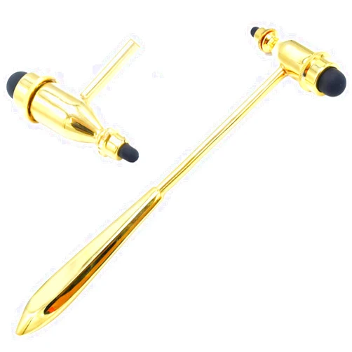 LAJA IMPORTS Reflex Hammer, Neurological Reflex Hammer with Pointed Tip Handle, for Neurologic Reflex Diagnosis and Testing Gold Color
