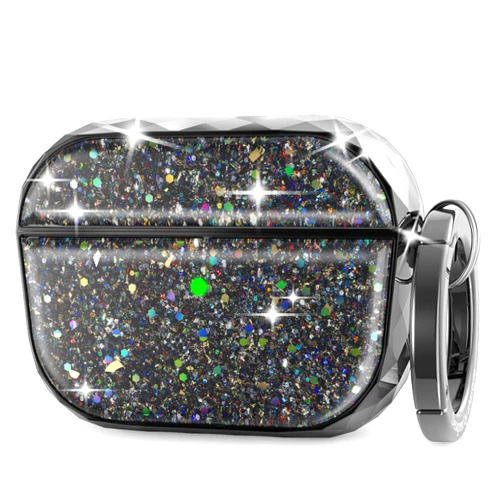 AhaStyle Luxury AirPods Pro Case Cover Glittery for Women Girls, Glossy Hard Shell Protective Case Cover Accessories Compatible with Apple AirPods Pro Charging Case (Black)