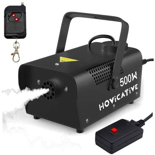 HOvicative Fog Machine, 500W Mini Smoke Machine, 2500CFM Fog with Wired Receiver and Wireless Remote Controls, Perfect for Outdoor, Parties, Stage Effect, Indoor, Disco, Halloween, Disinfection or Weddings