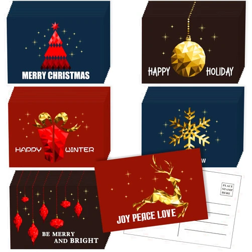 Cholemy 120 Pcs Christmas Postcards 3D Prism Effect Blank Note Postcards Christmas Tree Snowflakes Merry Christmas Greeting Cards for Women Men Christmas Party Favors Supplies 4 x 6 Inch
