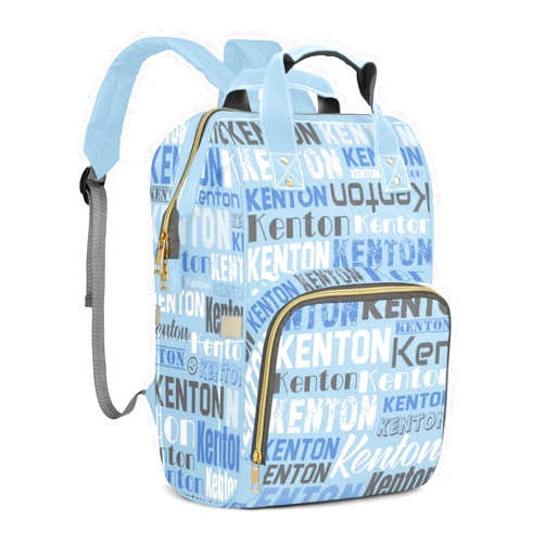 OAHEDIAM Custom Diaper Bag Backpack for Mom Dad - Personalized Nursing Bag with Name Insulated Pockets and Travel Bag for Boys Girls, 16 inches, Sky Blue