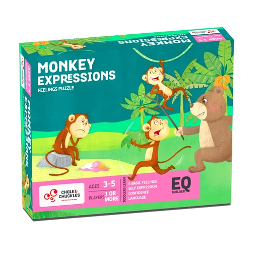 Chalk and Chuckles Monkey Expressions Preschool Feelings Puzzle Ages 3-6 Years Old, Social Emotional Learning, Educational Toy