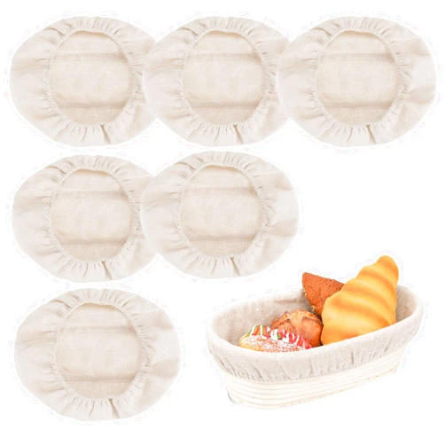 Mozeat Lens 6 Pieces 10 Inch Oval Bread Basket Liner Cloth Sourdough Banneton Proofing Cloth Rattan Baking Dough Basket Cover Liner Bread Proofing Basket Cloth Liner for Baking Supplies