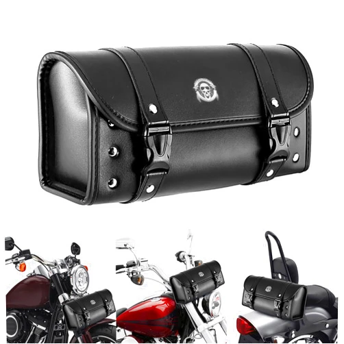 INNOGLOW Motorcycle Tool Bag Handlebar Bag Fork Bag Skull Pattern Saddle Bags Sissy Bar Bag Universal for Harley Kawasaki Suzuki