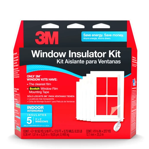 3M Indoor Window Insulation, Insulator Kit for 5 Windows 3ft x 5ft, Keeps Cold Air Out and Warm Air In, Includes Heat Shrink Window_Film and Scotch Window_Film Mounting Tape (2141W-6) (Pack of 4)