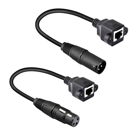 GELRHONR 1 Pair XLR 3pin to RJ45 Female Adapter Cable,XLR Male to RJ45 Network Connector Extension Cable Use Cat5 Ethernet for DMX-CON Controller Series-1.1Ft
