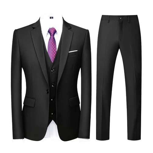 KUDORO Mens Suits Regular Fit 3 Piece Tuxedo Blazer Jacket Vest Pants Formal Suit Set for Men Wedding Prom Casual