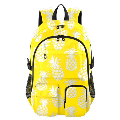ALAZA School Backpack for Teen Girls Boys Pineapples Yellow Kids Backpack Purse College Laptop Bookbag Casual Travel Daypack with Multi Pockets