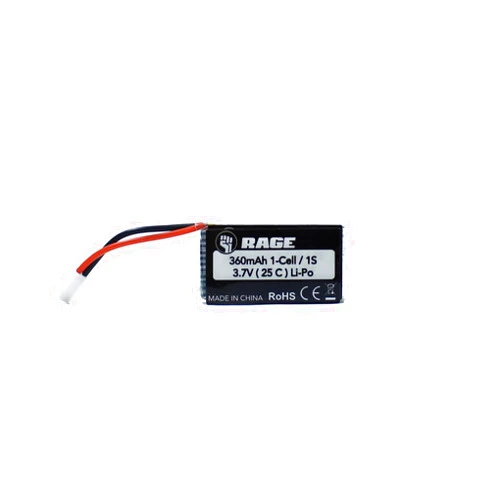 Rage R/C - 3.7V 1S 360mAh Lipo 25C LiPo Battery; Tempest 600, Super Cub MX