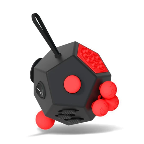 DoDoMagxanadu Fidget Dodecagon –12 Side Fidget Toy Cube Relieves Stress and Anxiety Anti Depression Cube for Children and Adults with ADHD ADD OCD Autism (A4 Black red)