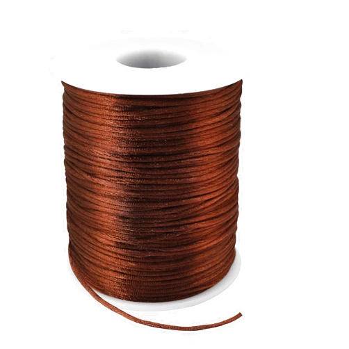 ZhXu Shuo Nylon Satin Cord 1mm Rattail Cord - 87.5 Yards Nylon Chinese Knotting Cord Rat Tail Silk Cord for Bracelet Necklace Jewelry Making Macrame Trim (Brown)
