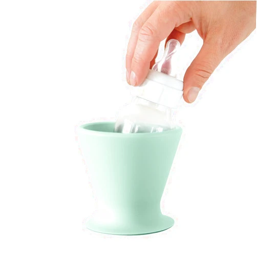 BÖKEE Ultimate Non-Toxic Silicone Breast Pump and Baby Bottle Holder – Easy One Hand Milk & Formula Prep with Premium Wide Base Suction Cup - Dishwasher Safe - Robins Egg, 1-Pack