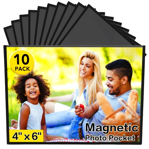 YixangDD 10 Pcs Magnetic picture frames for refrigerator 4x6Inch-Magnetic photo frames,Black