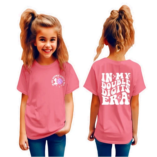 GLIGLITTR in My Double Digits Era Birthday Girl Shirt 10 Year Old 10th Birthday Girls T-Shirt Girls Ten B-Day Party Tee Tops