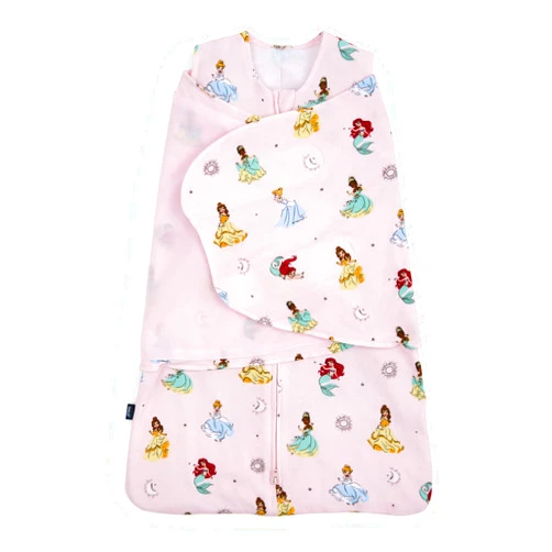 HALO Disney Baby 100% Cotton Sleepsack Swaddle, 3-Way Adjustable Wearable Blanket, TOG 1.5, Disney Princess, Small, 3-6 Months