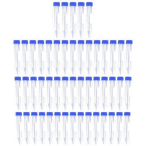 Antrader Centrifuge Tubes 10mL,Conical Tubes Sterile 50 PCS with Screw Caps,Plastic Container with with Graduated and Write Marks(Blue)