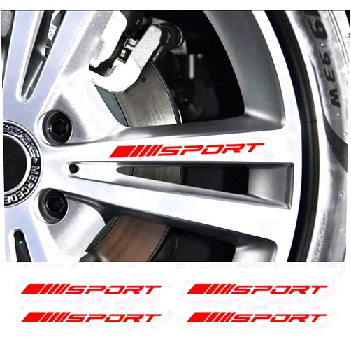 ViStream 4Pc Wheels Rims Sport Racing Decal Stripes Stickers Emblem Bumper Race Car SUV Truck (Red)