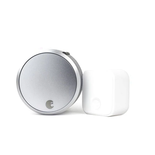 August Home Smart Lock Pro + Connect Hub - Wi-Fi Smart Lock for Keyless Entry - Works with Alexa, Google Assistant, and more – Silver
