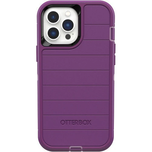 OtterBox iPhone 13 Pro Max & iPhone 12 Pro Max Defender Series Case - HAPPY PURPLE, rugged & durable, with port protection, includes holster clip kickstand