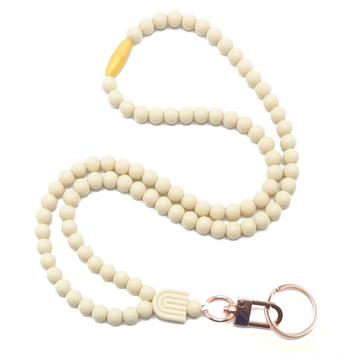 TOHERVIE Lanyards for ID Badges Holder Keys,Silicone Beaded Teacher Neck Lanyard for Key Chain Cruise Ship Cards