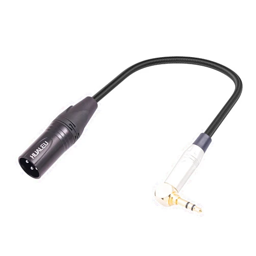 HUALEU Right Angle 3.5mm to XLR Balanced Cable Adapter, Gold-Plated 1/8 inch Mini Jack Aux to XLR Male Mono Audio Cord for Laptop,Speaker,Mixer - 1ft