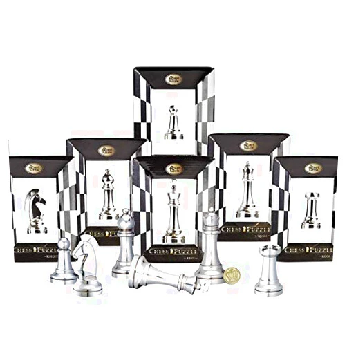 Hanayama Cast Puzzles Premium Series ~ Chess Puzzle ~ Set of 6 Pieces