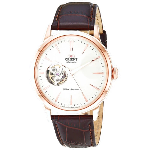 ORIENT 'Bambino Open Heart' Automatic/Hand Winding Rose Gold 40.5mm Dress Watch. RA-AG0001S30B