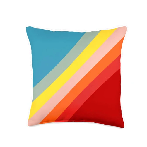 Classic Minimal Decorative Retro Pattern Design Colorful 70s Vintage Style Retro Summer Stripes Throw Pillow, 16x16, Multicolor
