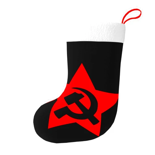 FYCFSLMY Communist Hammer Sickle and Star Flag Christmas Stocking, Large Size Stockings for Family Holiday and Xmas Tree Fireplace Decor