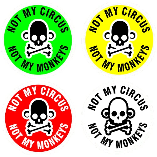 NTICKER 4pcs Not My Circus Not My Monkeys, Hard Hat Sticker, 2 inches - Hardhat Laborer Construction Decal Oilfield Hard Hat Sticker