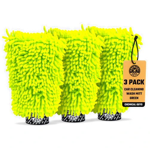 Chemical Guys, Chenille Premium Scratch-Free Microfiber Wash Mitt, Lime Green, 9.6