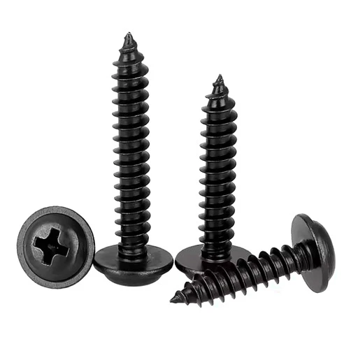 HanTof 100 Pcs M5 x 12/16/20/25/30mm Pan Head with Washer Self Tapping Wood Screws, Black Carbon Steel, Phillips Drive Wafer Head Sheet Metal Screws for Wood, Plastic and Soft Metal (20 Piececs/Each)