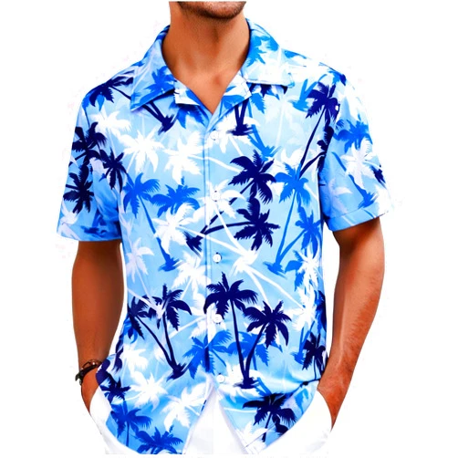 UNIQUEONE Men's Hawaiian Short Sleeve Button Down Tropical Floral Beach Vacation Shirt