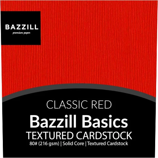 Generic CLASSIC RED Bazzill Fourz 12x12 Cardstock - 25 Pack | 80 lb Cover (216 gsm) | Grasscloth Texture | Solid Core - Acid & Lignin Free