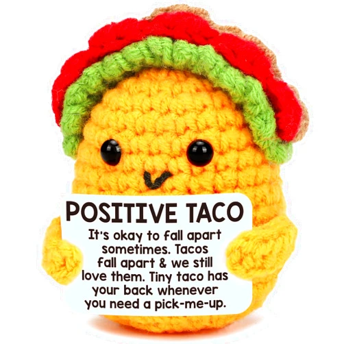 TuSuQing Mini Emotional Taco Support Birthday Gifts for Women Men Valentines Wife Friend Sister Mom Dad Husband Coworker Teen Boys Girls Inspirational Self Care Decor Positive Crochet Animals Stocking Stuffers