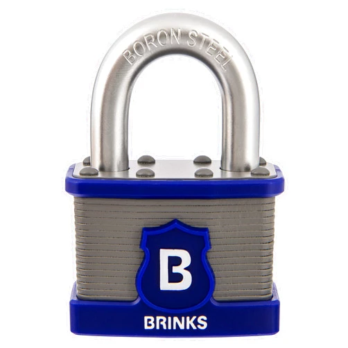 BRINKS - 50mm Commercial Laminated Steel Padlock - TPE Jacket and Hardened Boron Steel Shackle