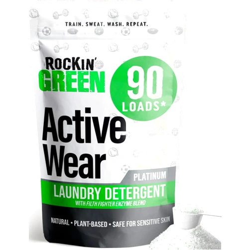 Rockin' Green Laundry Detergent, Plant based, All Natural Laundry Detergent Powder, Vegan and Biodegradable Odor Fighter, Safe for Sensitive Skin (Active Wear 90 Loads - Unscented)