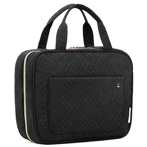 BAGSMART Toiletry Bag Travel Bag with Hanging Hook, Water-resistant Makeup Cosmetic Bag Travel Organizer for Accessories, Shampoo, Full-size Container, Toiletries (Black, Medium)