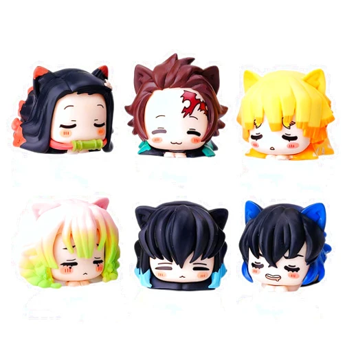 GGJQQDM Demon Cosplay Slayer Figure Set Cute Anime Figure Desktop Decoration Ornament Kawaii Anime Figure Fan Birthday Gift Collection 1.6x2.2IN (6PCS)