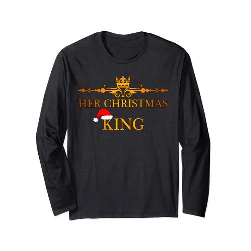 The Christmas Couples Lovely Story Artwork Funny Couple Matching Tee Her-His Christmas Queen-King 2Pcs Long Sleeve T-Shirt