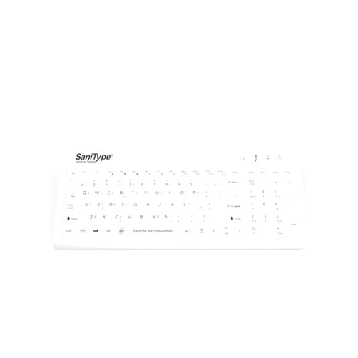 WetKeys SaniType 'Blue Connect' Professional-Grade Rigid Silicone Washable Wireless Bluetooth®; Keyboard with ON/Off Switch (BT) (White) | KBSTRBT99Si-W