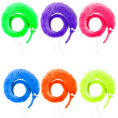 UNIME 12 Pack Magic Worm Toys Wiggly Twisty Fuzzy Worms On String Trick Toys Carnival Party Favors,6 Colors