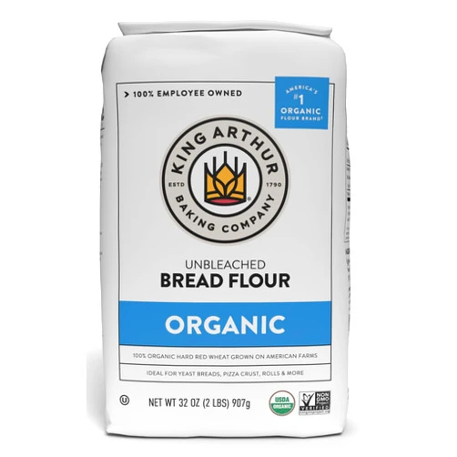 King Arthur, 100% Organic Unbleached Bread Flour, Non-GMO Project Verified, No Preservatives, 2 Pounds (Pack of 12)