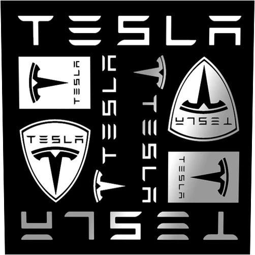 Imagnt Studio Sticker Set of 8 Decals fits Tesla car Window Laptop Tablet Phone Room Wall Bumper Sticker. Select Size and Color (8 x 8 inches, White & Silver Metallic)