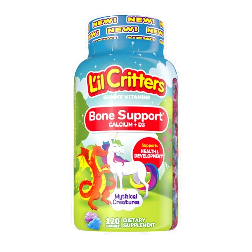 Vitafusion L'il Critters Bone Support Gummy Vitamin for Kids, Bone Support, Calcium, Vitamin D3, 120 gummies