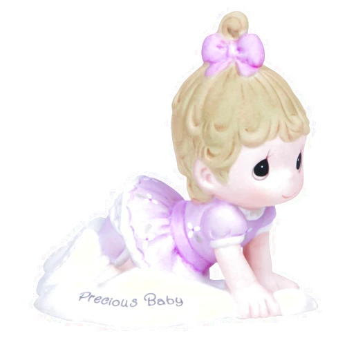 Precious Moments, Growing In Grace, Precious Baby, Bisque Porcelain Figurine, Brunette Girl, 133040